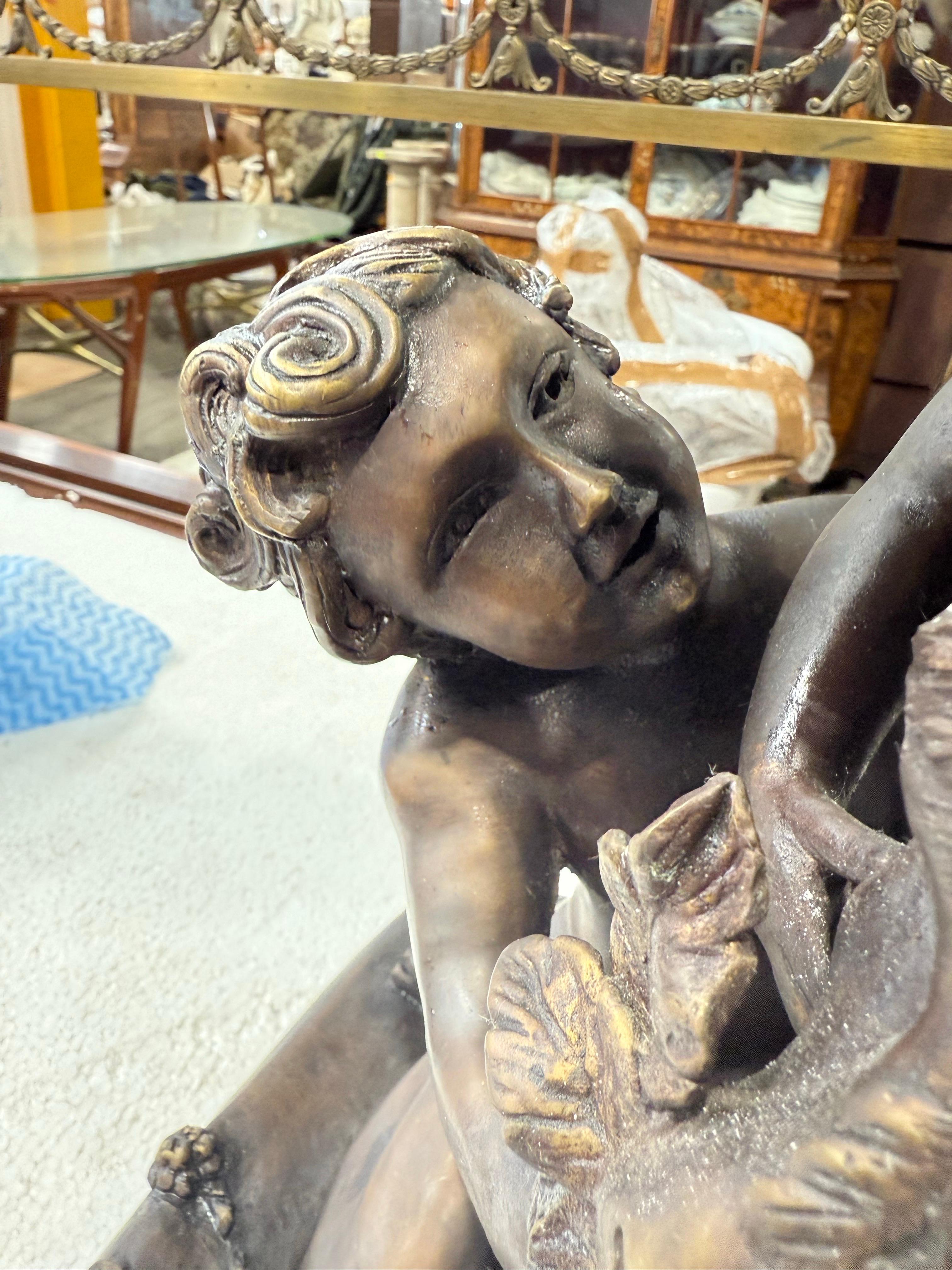 XIX secolo Gruppo bacchico in bronzo di putti con capra - Dopo Clodio in vendita