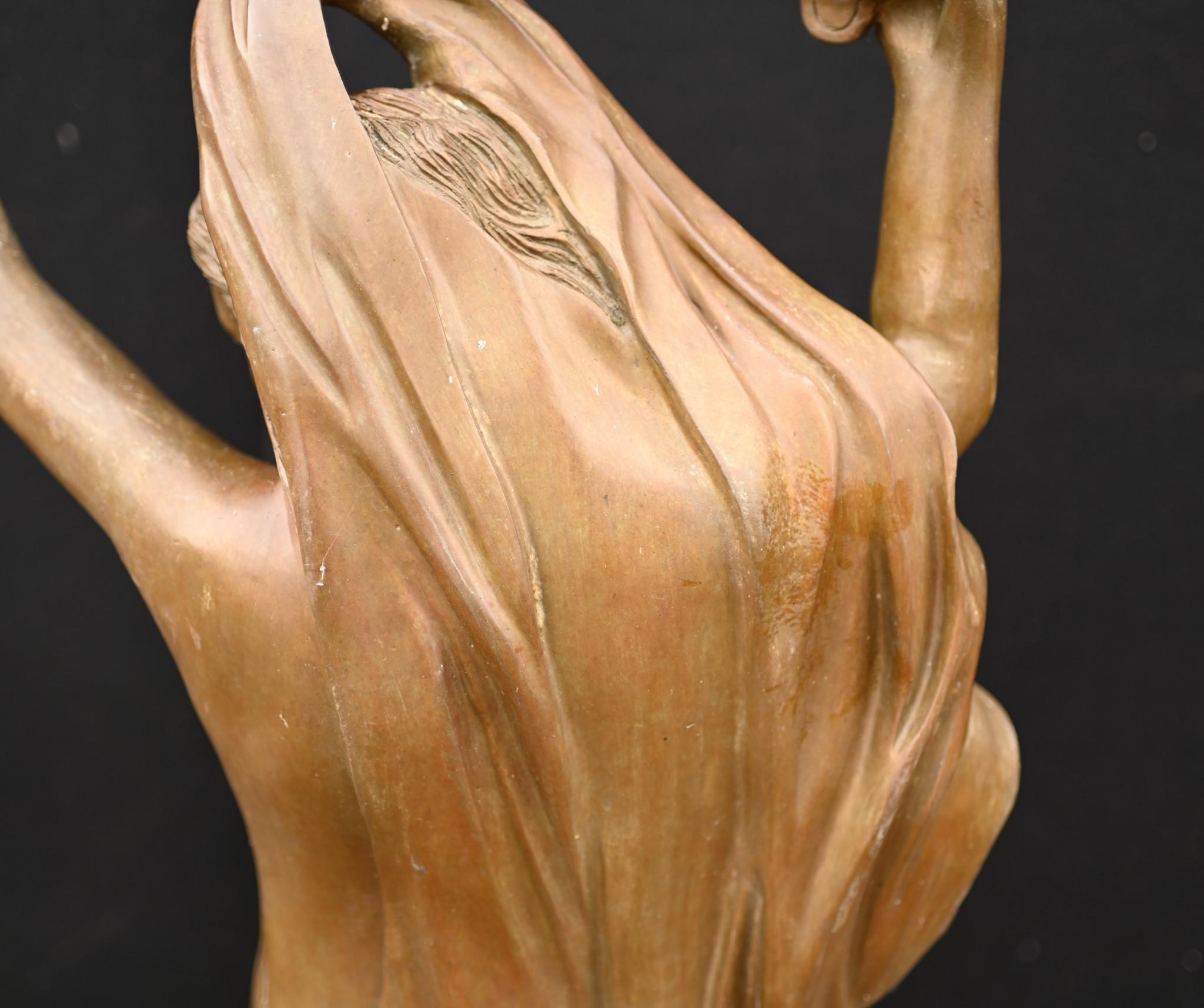 Bronze Bacchus Statue Cherub Tambourine Figurine Classical Roman For Sale 4