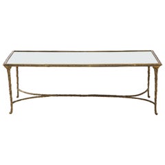 Bronze Baguès Style Cocktail Table with a Mirrored Top