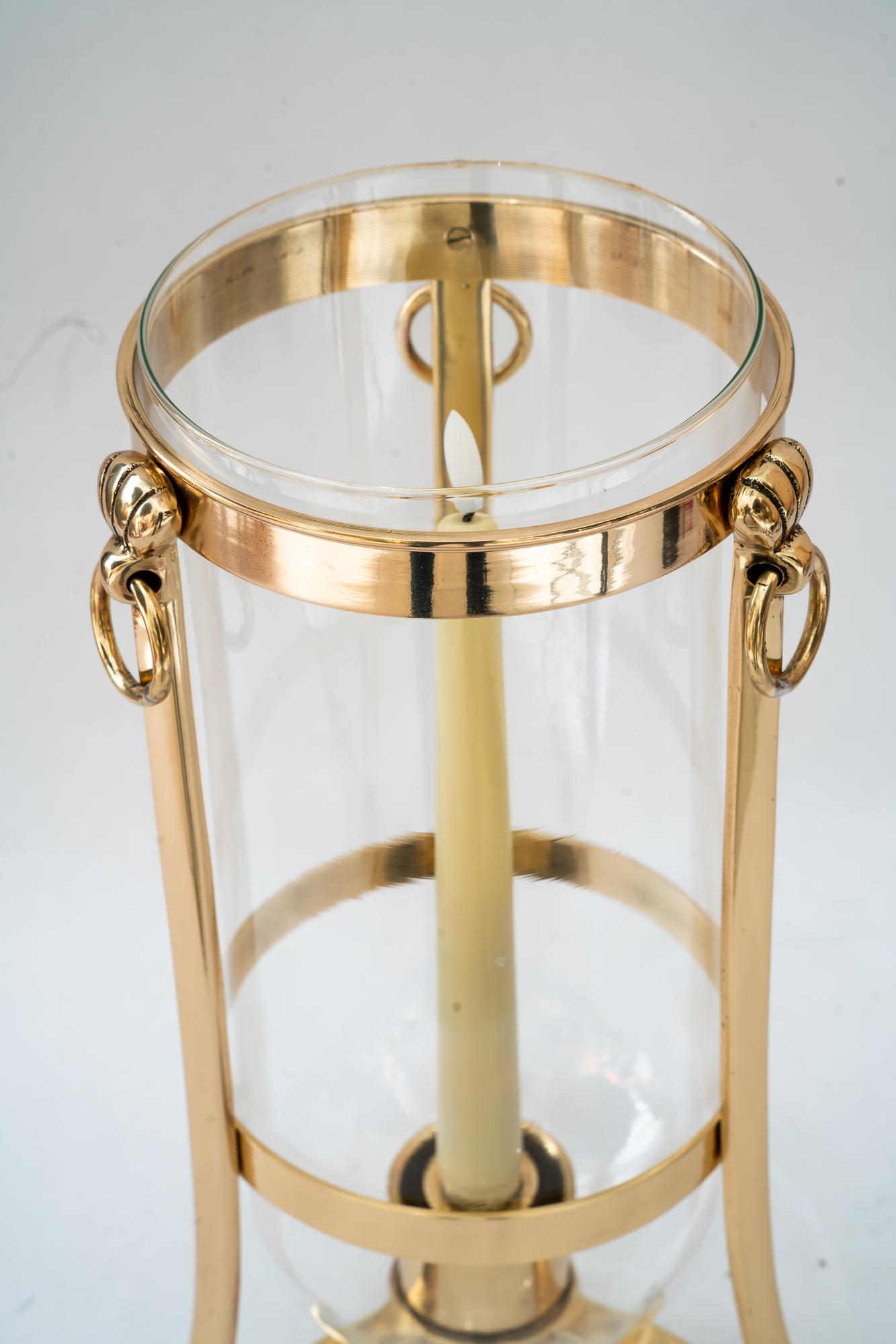 Austriaco Lanterna da balcone in bronzo con vetro di Vienna 1960 circa in vendita