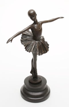 French Art Deco Bronze Ballerina Sculpture by JD Deposee, 1950s