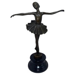 French Art Deco Bronze Ballerina Sculpture by JD Deposee, 1950s