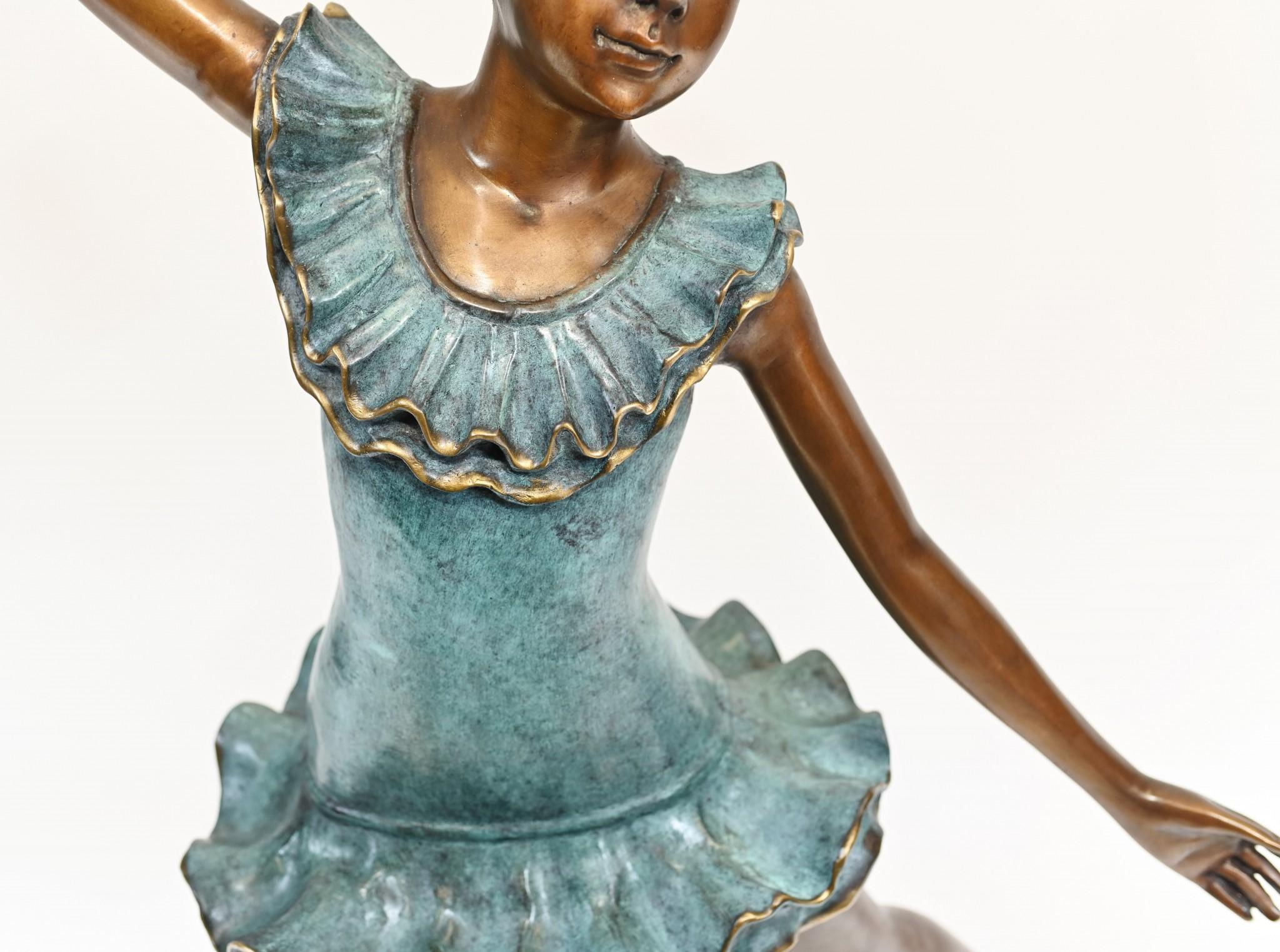 Late 20th Century Bronze Ballerina Statue French Ballet Dancer Figurine Degas For Sale
