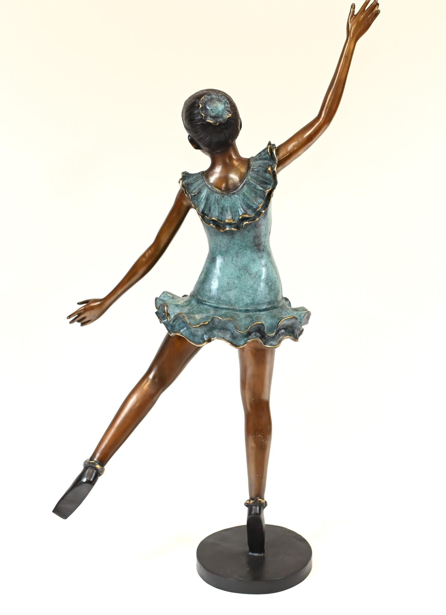 Bronze Ballerina Statue French Ballet Dancer Figurine Degas For Sale 1