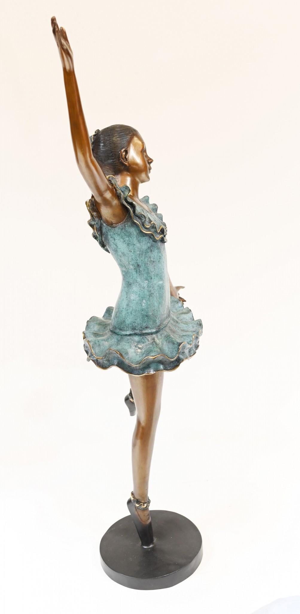 Bronze Ballerina Statue French Ballet Dancer Figurine Degas For Sale 3