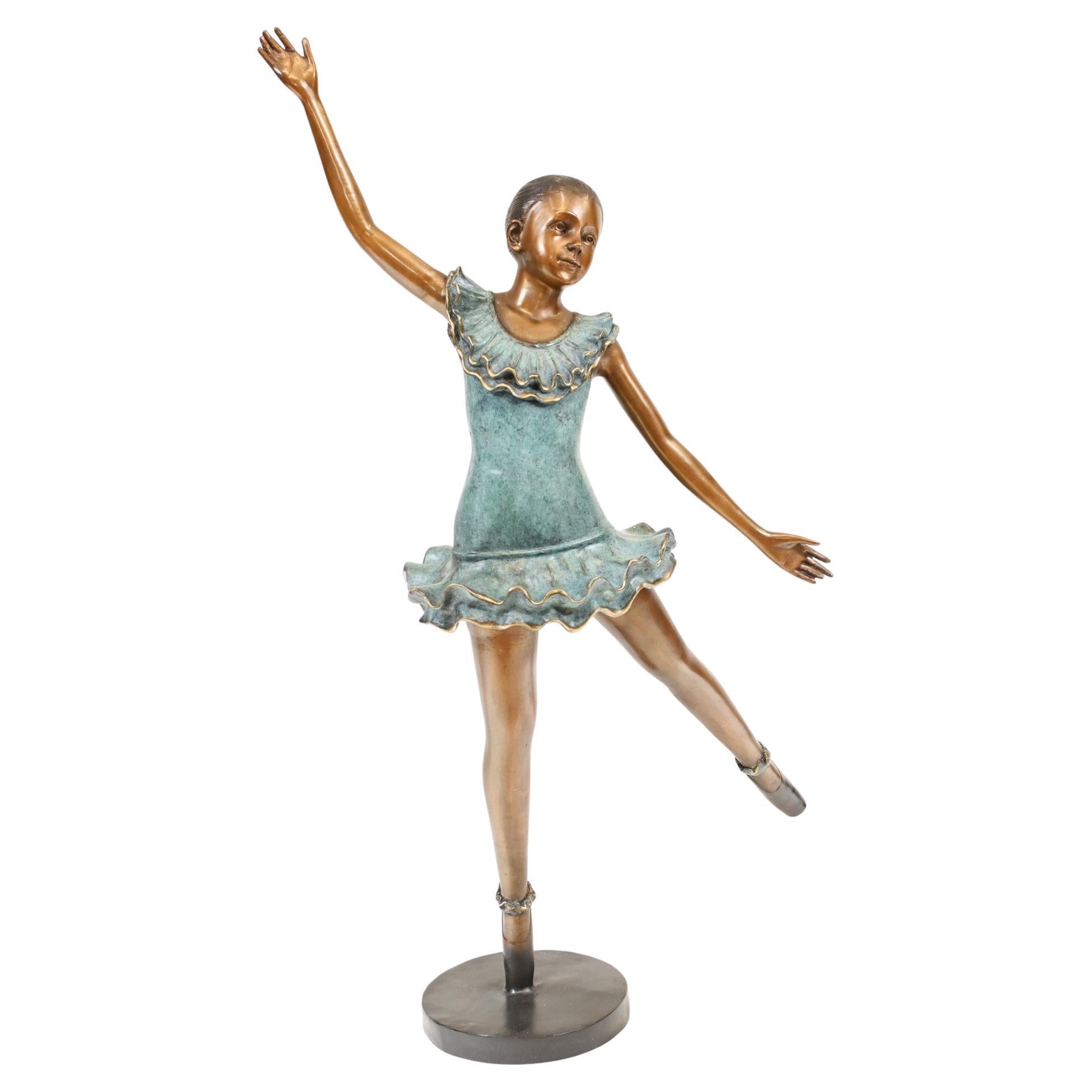 Bronze Ballerina Statue French Ballet Dancer Figurine Degas For Sale