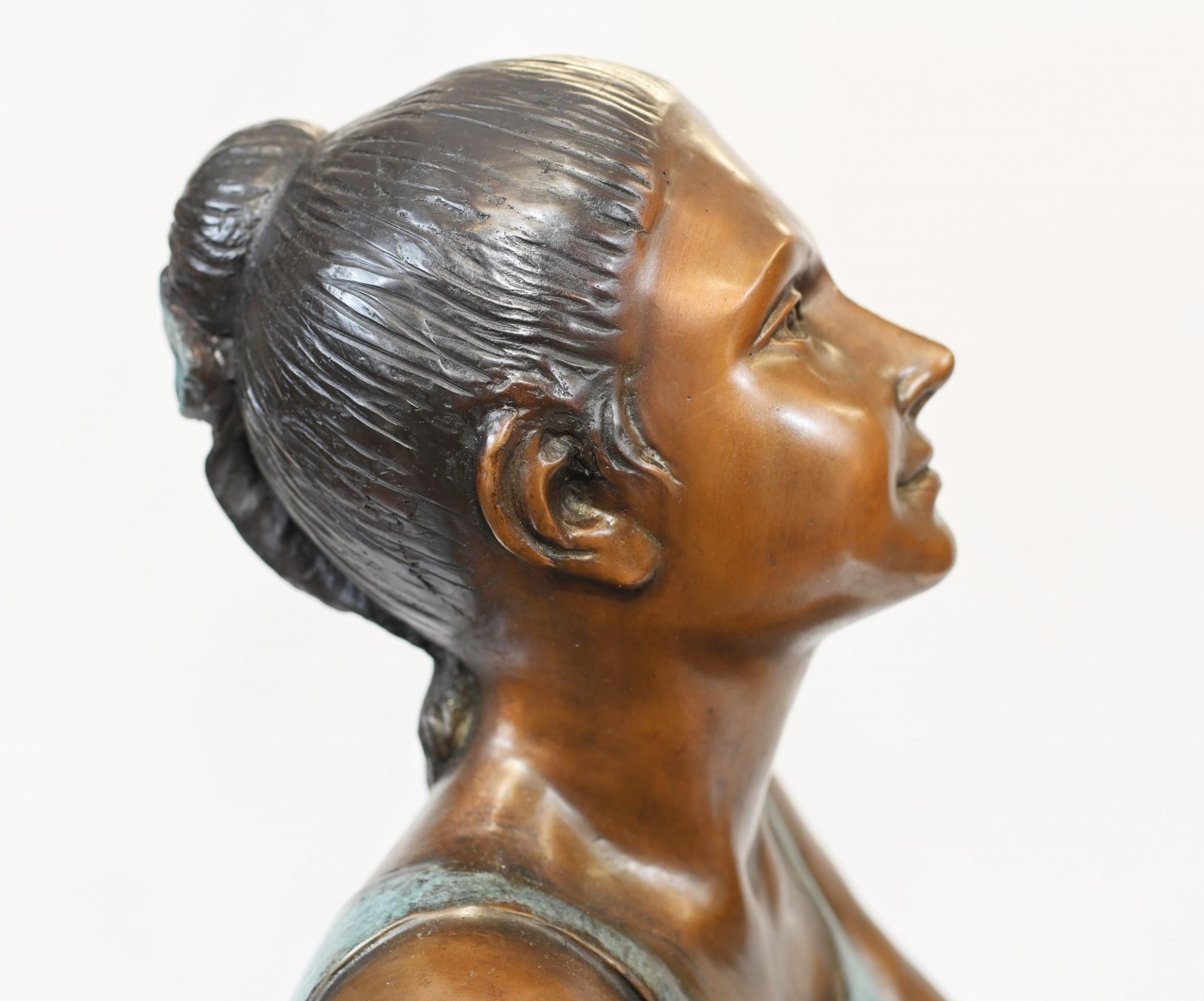 Bronze Ballerina Statue Seated Ballet Dancer Degas For Sale 3