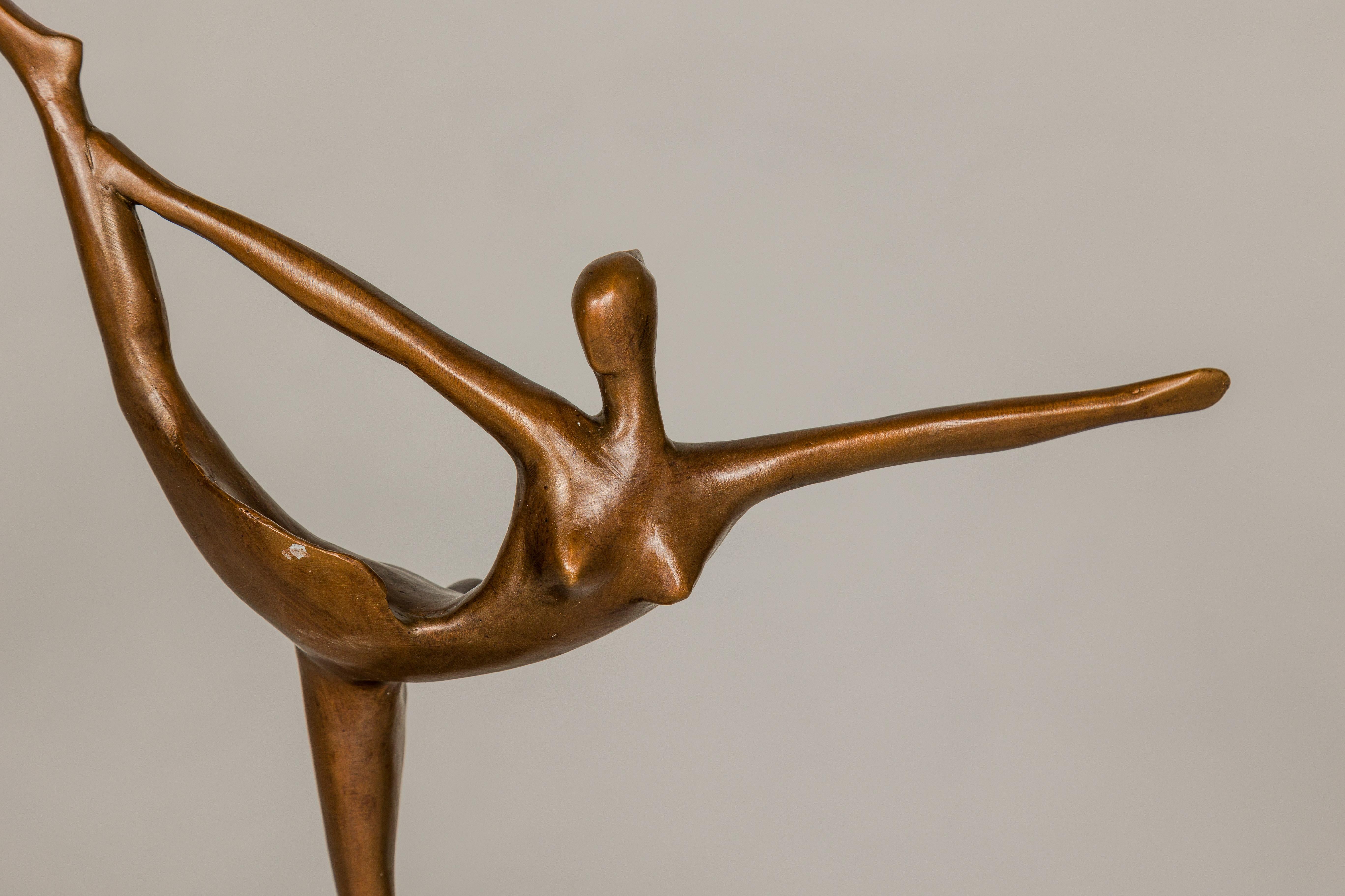Bronze Ballerina Statuette on Black Marble Base with Abstract Inspiration For Sale 1