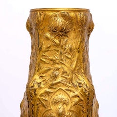 Bronze-Baluster-Vase – Barbedienne-Glas – Disteln des Lorraine-Dekors – Peri