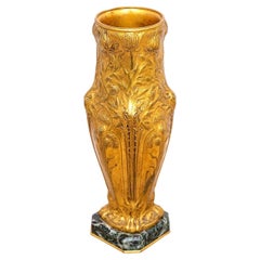 Bronze-Baluster-Vase – Barbedienne-Glas – Disteln des Lorraine-Dekors – Peri