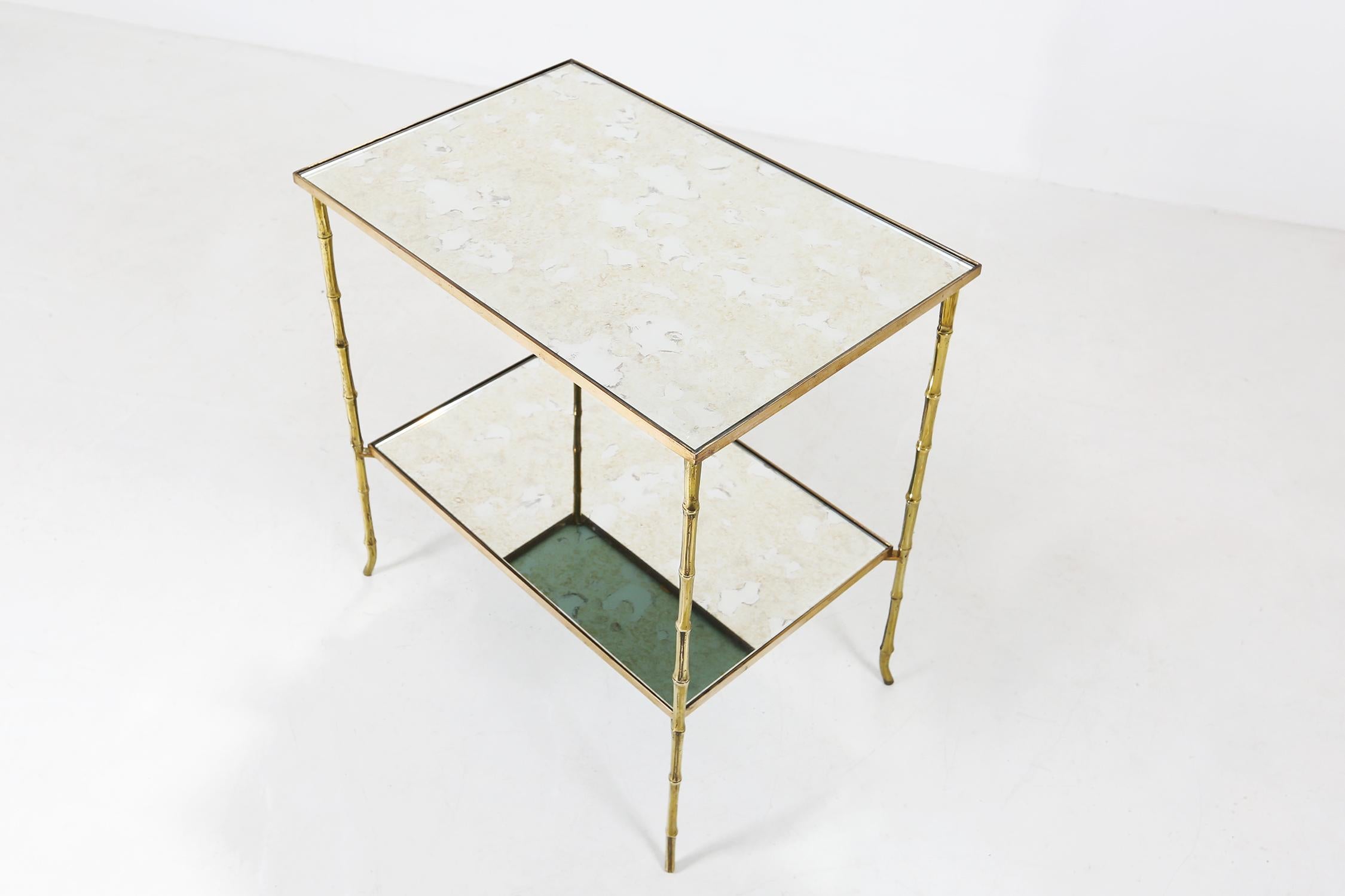 gold bamboo side table