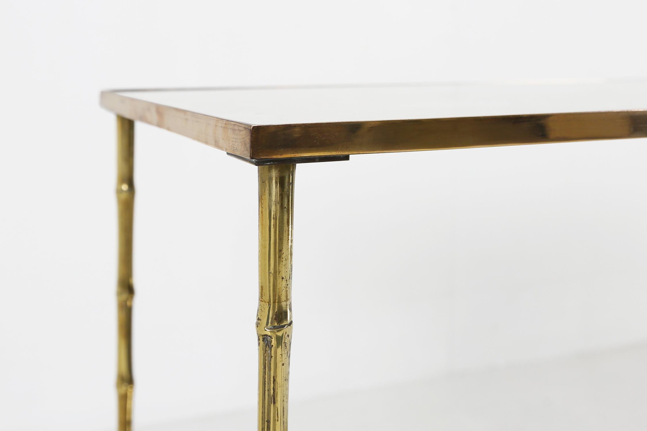French Bronze Bamboo Coffee Table by Maison Bagues Ca.1960