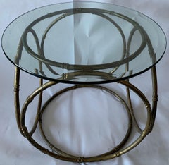 Bronze Bamboo and Glass Side Table