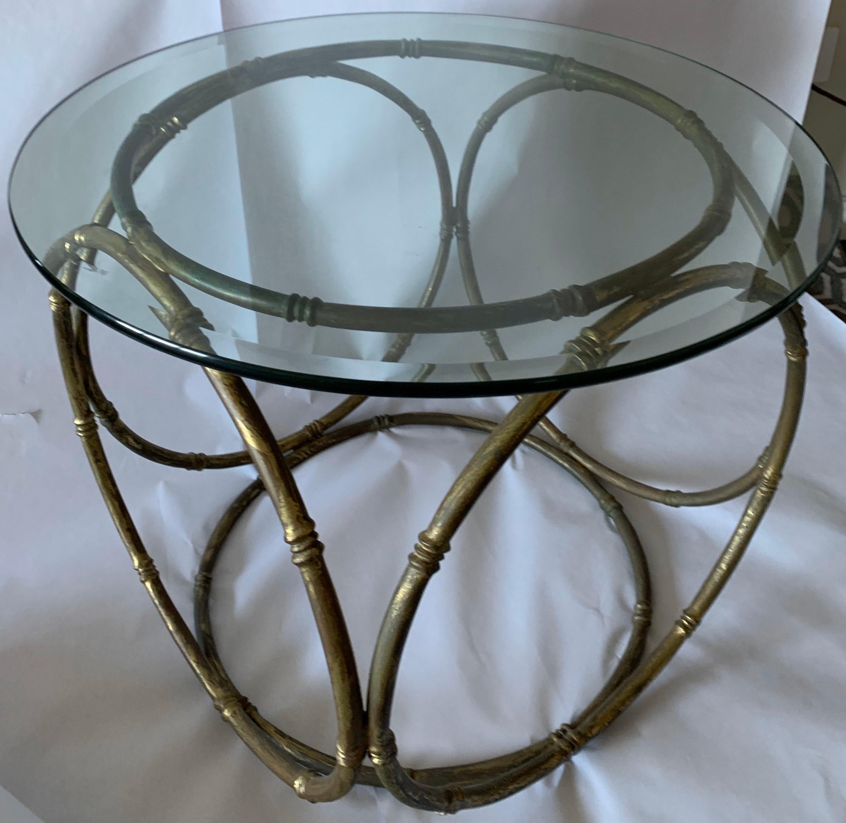 Bronze Bamboo and Glass Side Table For Sale 2