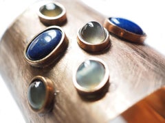 Bronze Bangle, Lapis and Opal Cabochons