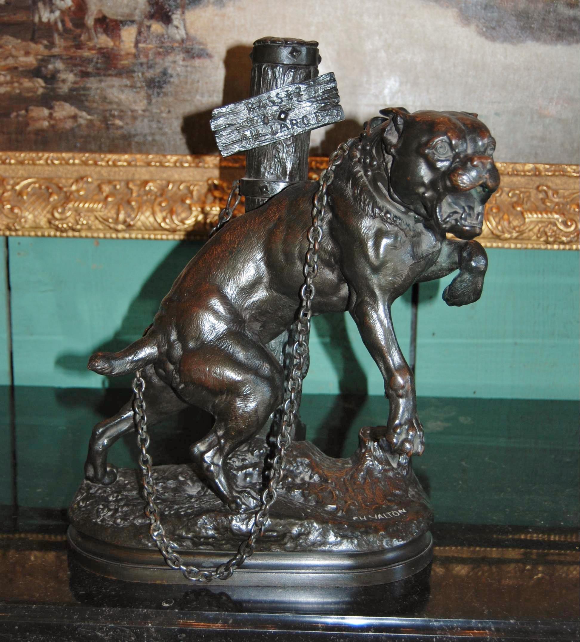 Bronze-Skulptur Mastiff von Charles Valton, Hund, Bronzestatue, Tier, Antiquitäten  (Französisch) im Angebot