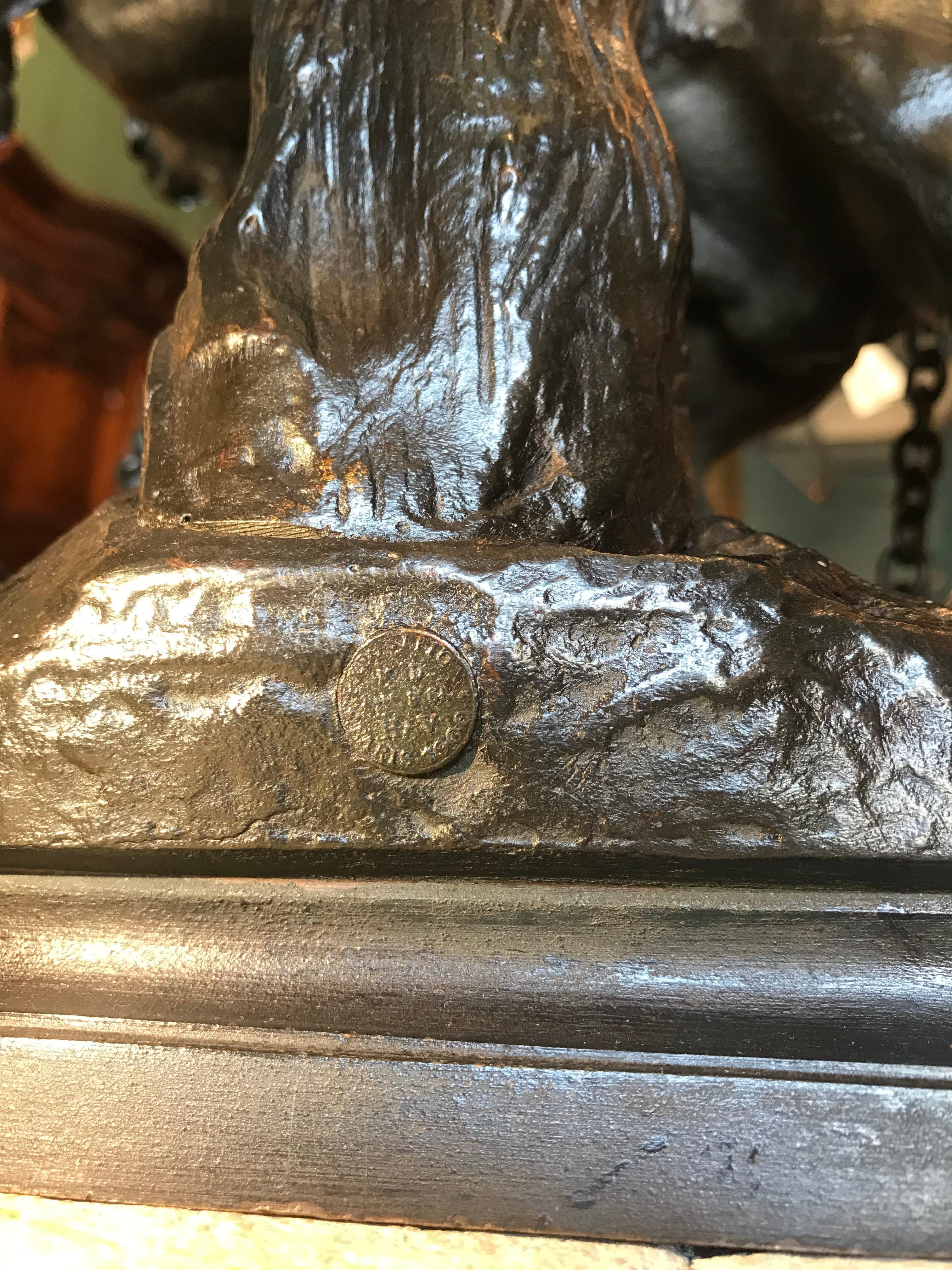 Fait main Mastiff en bronze - Sculpture de chien par Charles Valton - Statue en bronze - Animalier Antiques  en vente