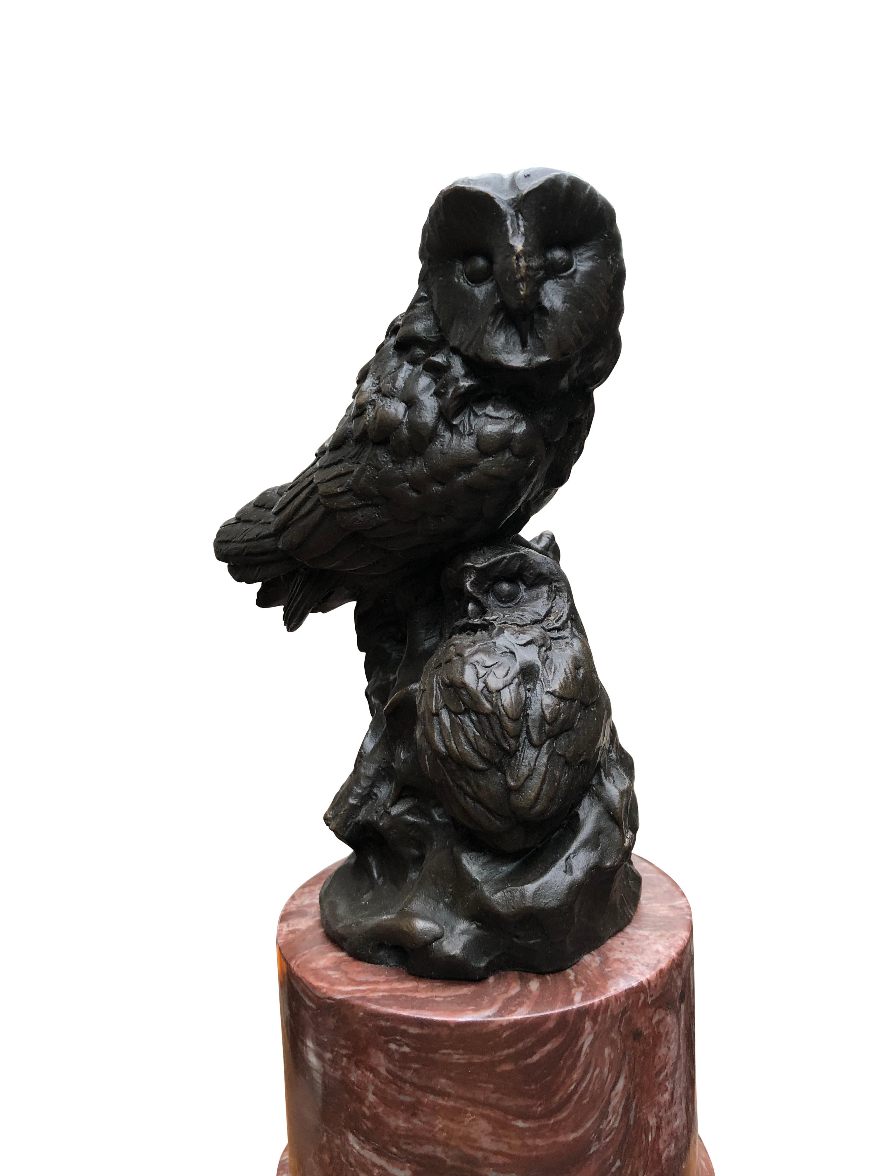 Bronze Barn Owl Statue Owlet Bird Prey Casting, 20th Century 6