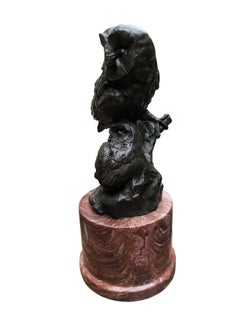 Bronze Barn Owl Statue Owlet Bird Prey Casting, 20th Century