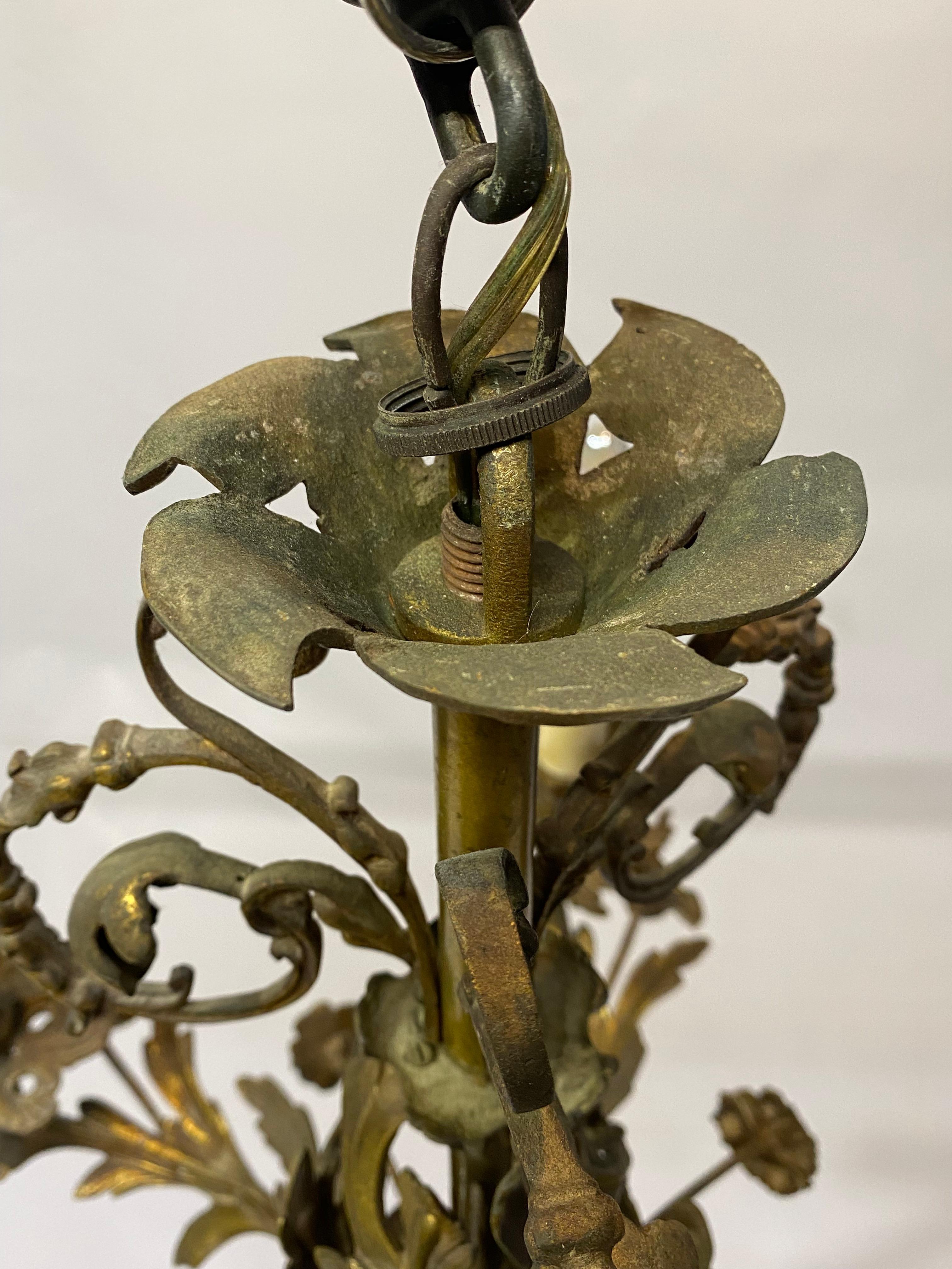 Bronze Baroque Style Scroll and Floral Five Light Chandelier 7