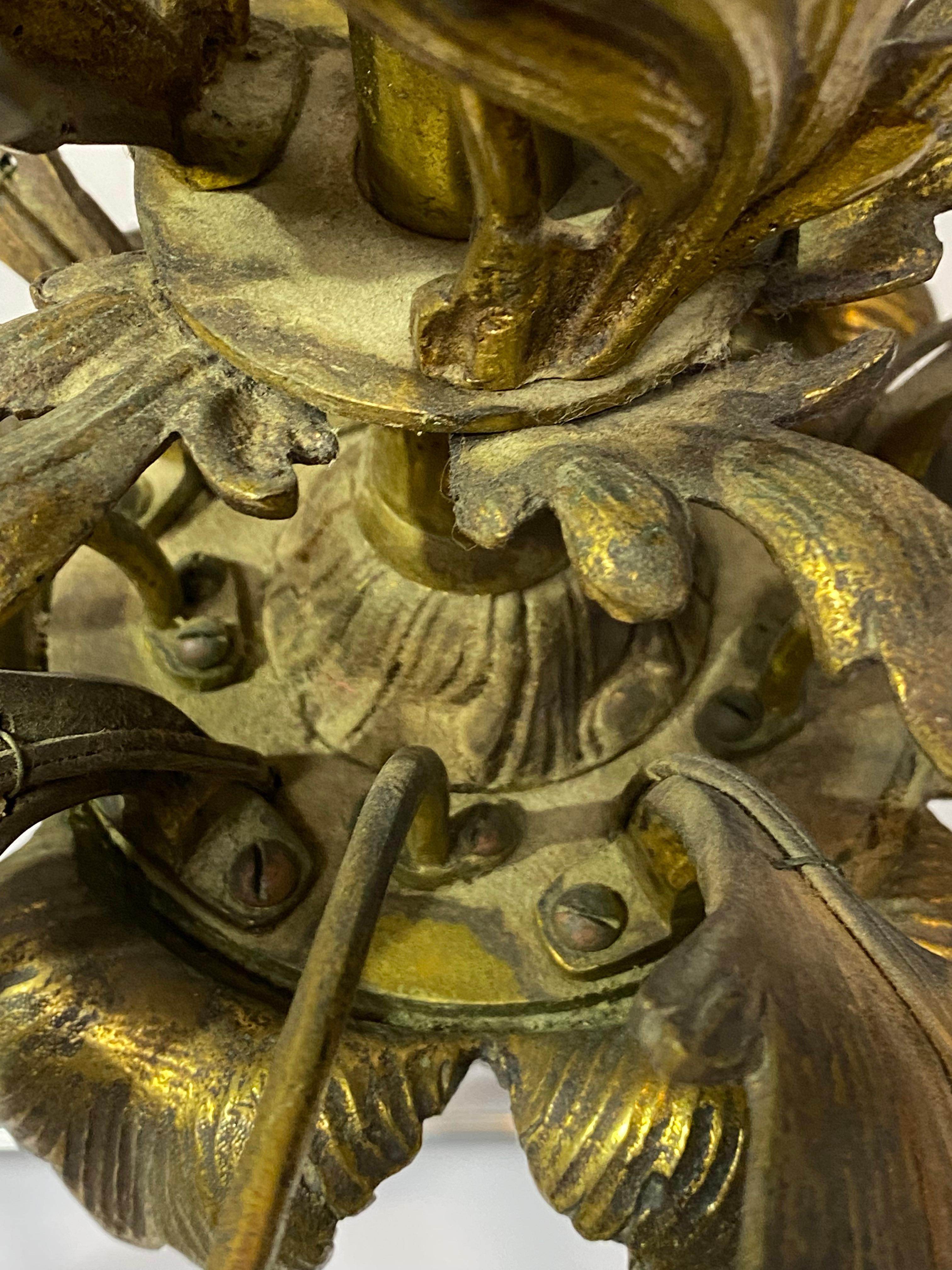 Bronze Baroque Style Scroll and Floral Five Light Chandelier 8
