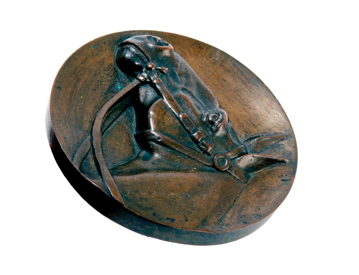 Bronze-Barockrelief-Medaillon  Vollblutrennbarer Champion (Britisch) im Angebot