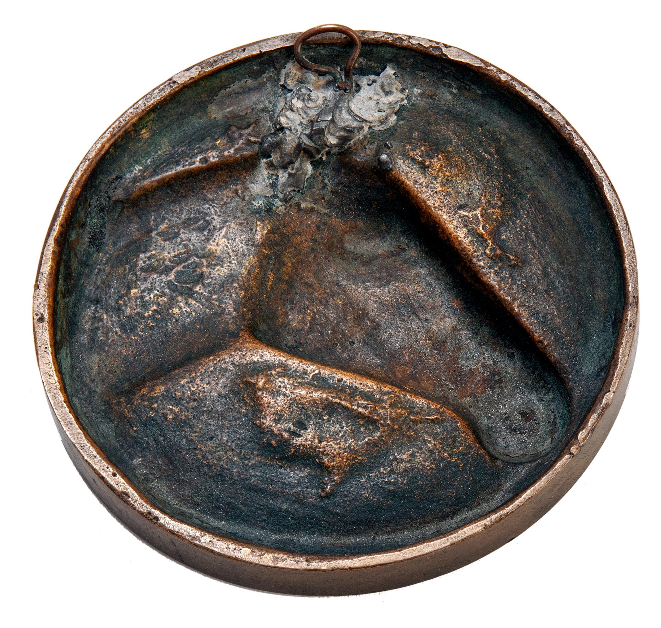 Bronze-Barockrelief-Medaillon  Vollblutrennbarer Champion (Handgefertigt) im Angebot