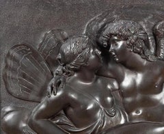 Bronze Bas Relief Plaque Depicting Cupid and Psyche