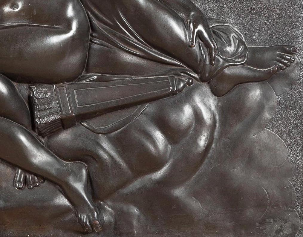 Patinated Bronze Bas Relief Plaque Depicting Cupid and Psyche