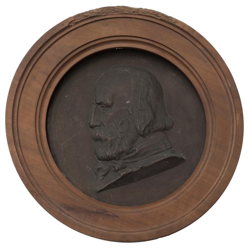 Bronze-Basrelief mit Porträt von Giuseppe Garibaldi:: Ende 19. Jahrhundert