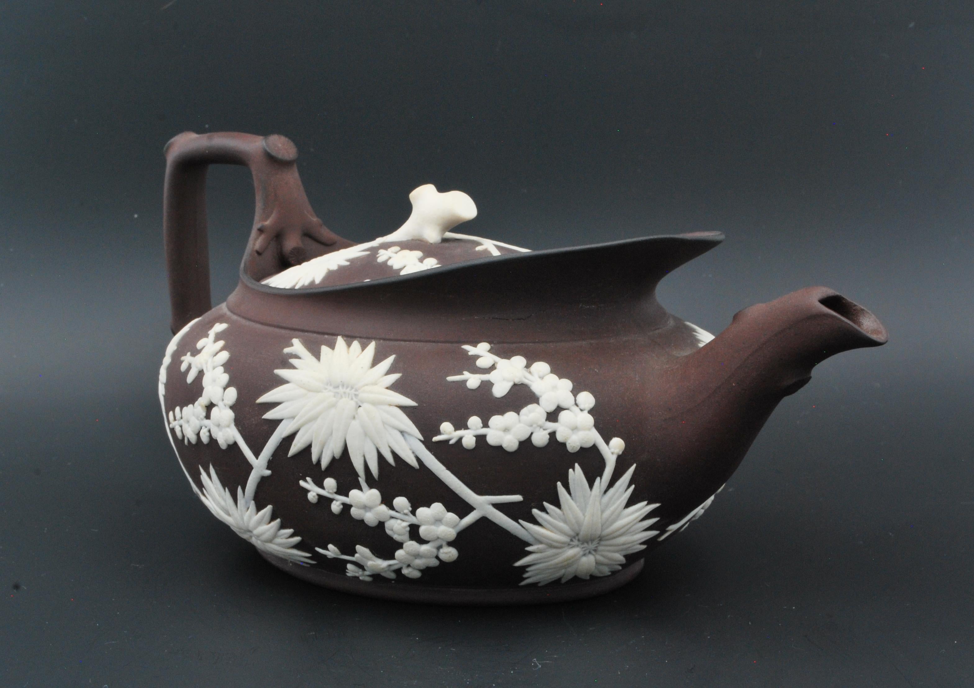 English Bronze Basalt Pottery Teapot, Wedgwood C1810