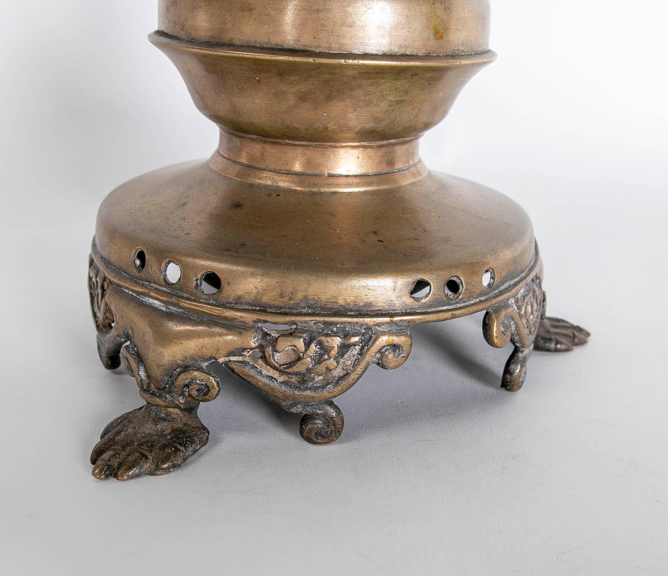 Bronze Base with Turned Wooden Central Part for Smoking  For Sale 2