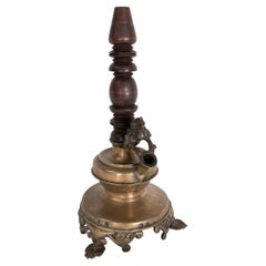 Bronze Base with Turned Wooden Central Part for Smoking 