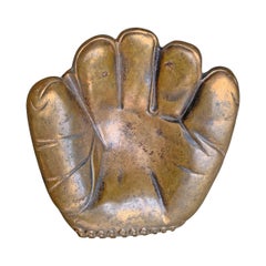 Vintage Bronze Baseball Glove Bowl