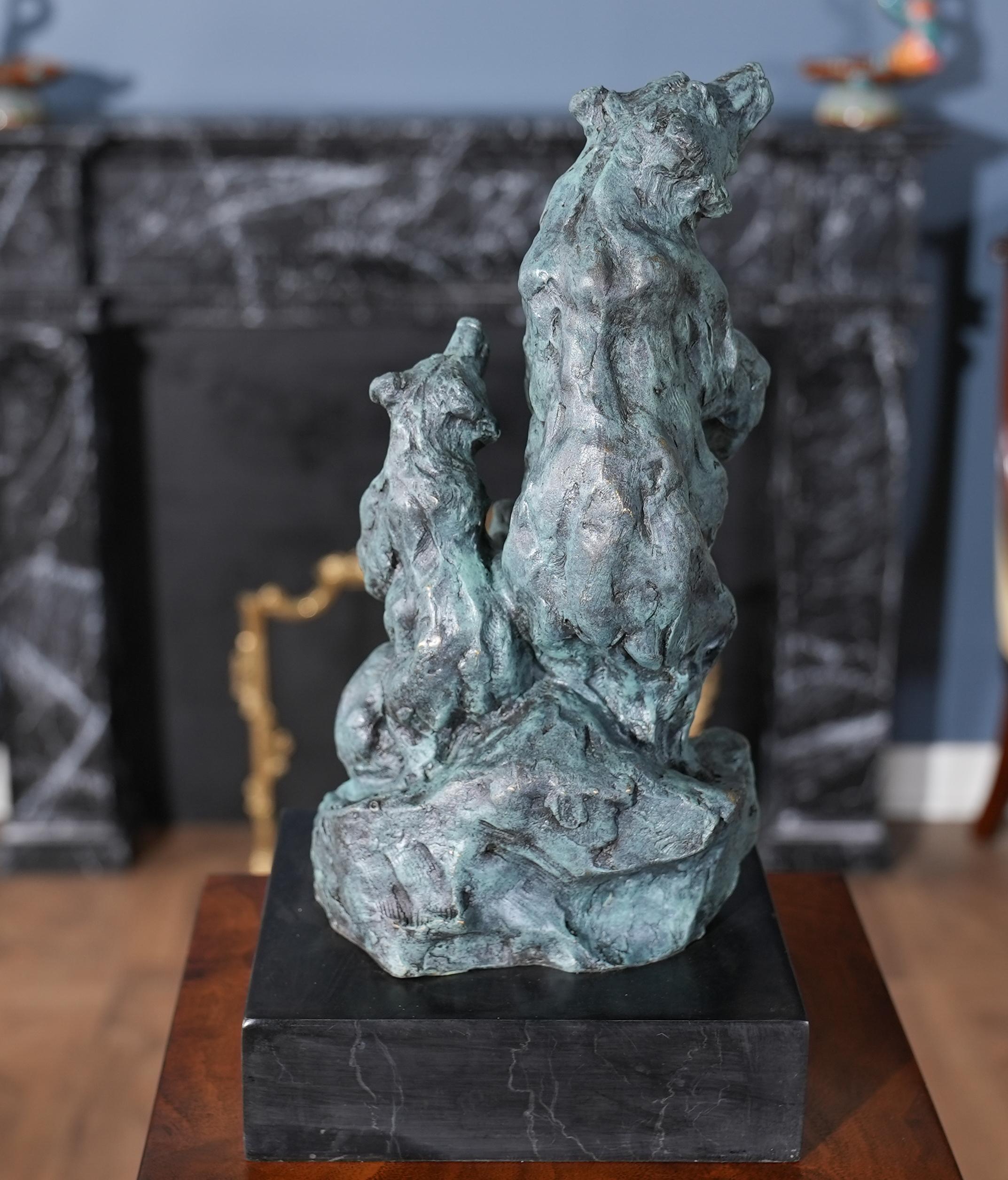 Bronze Bear and Cubs on Marble Base For Sale 2