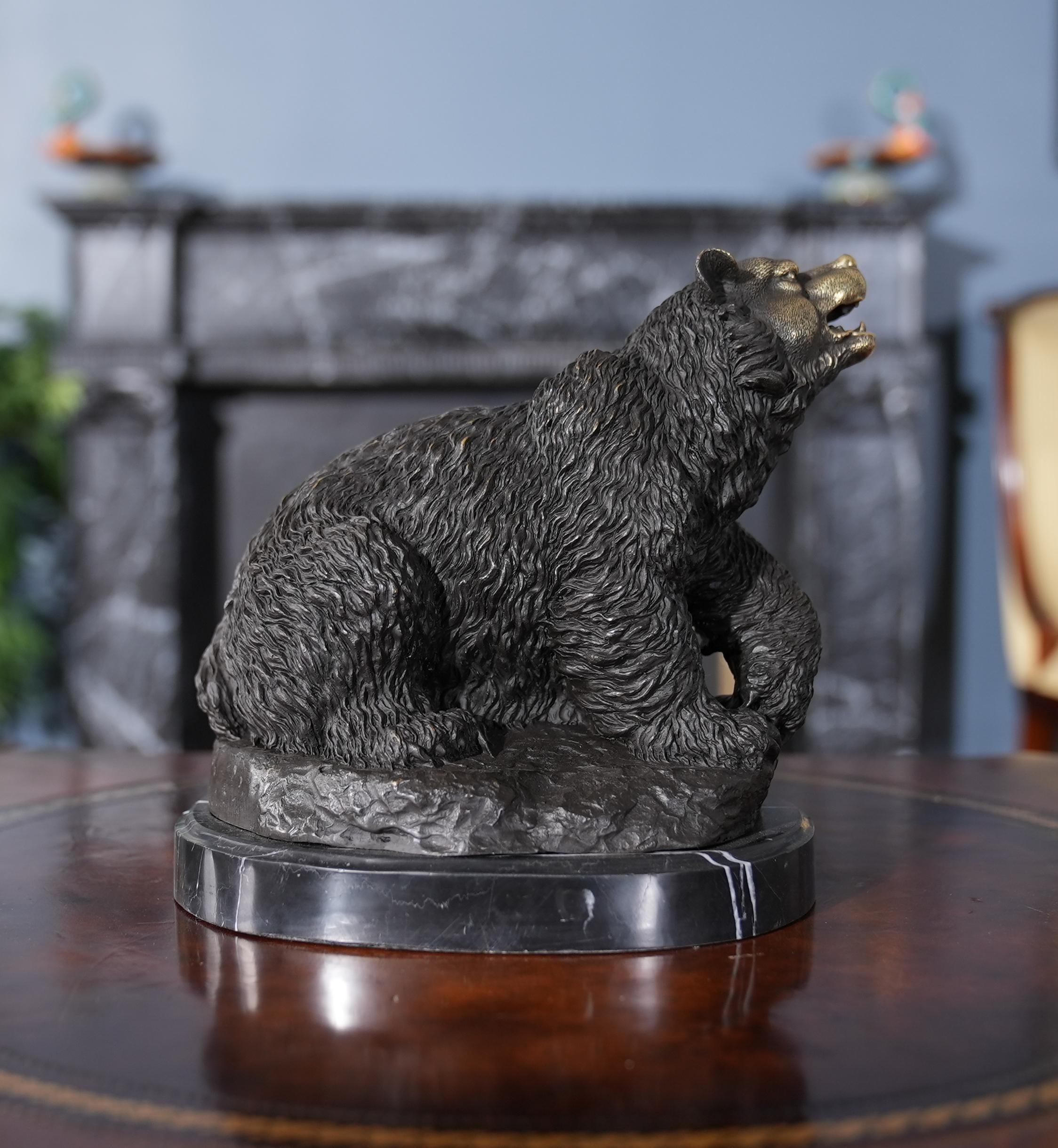 Bronze Bear on Marble Base For Sale 1