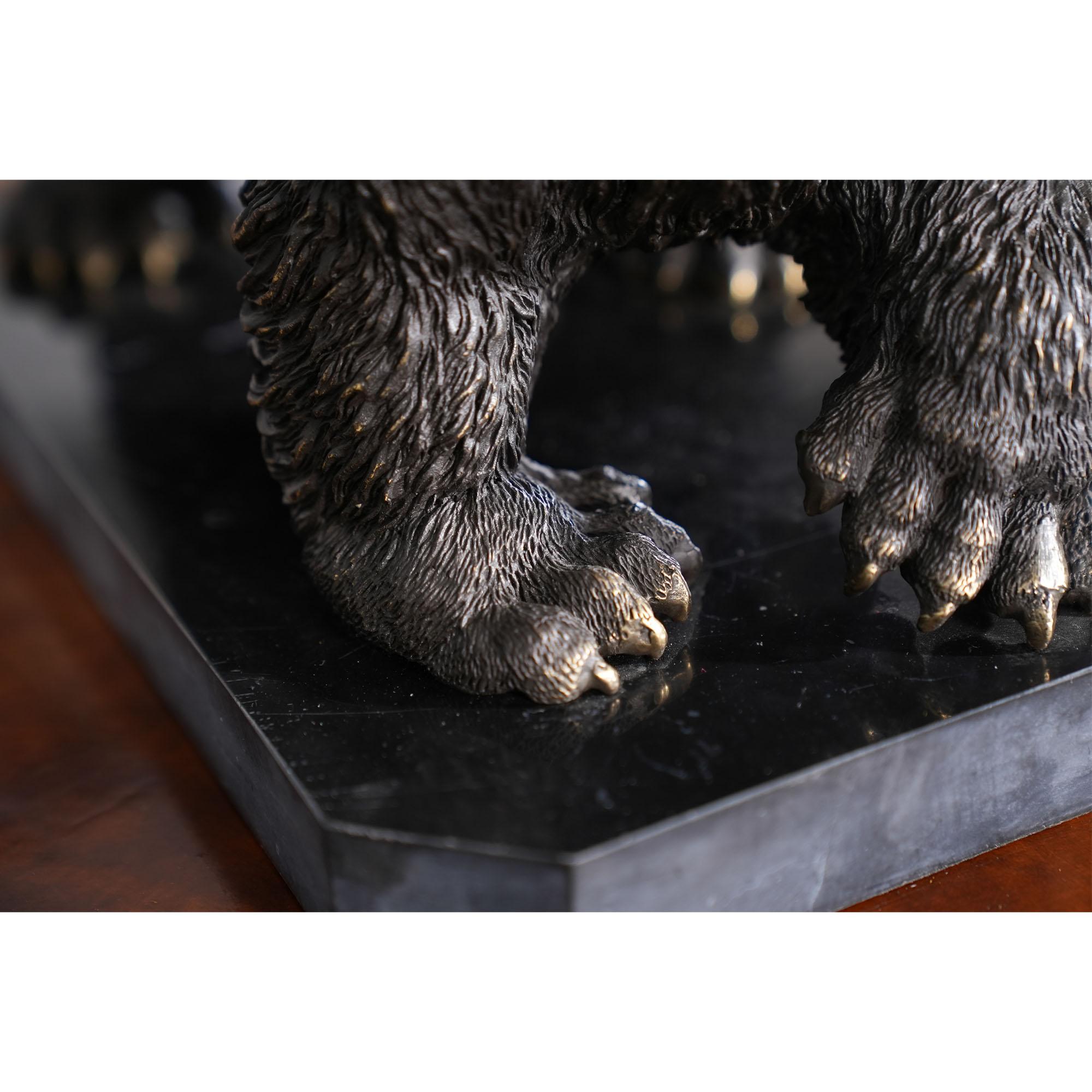 Bronze Bear on Marble Base For Sale 2