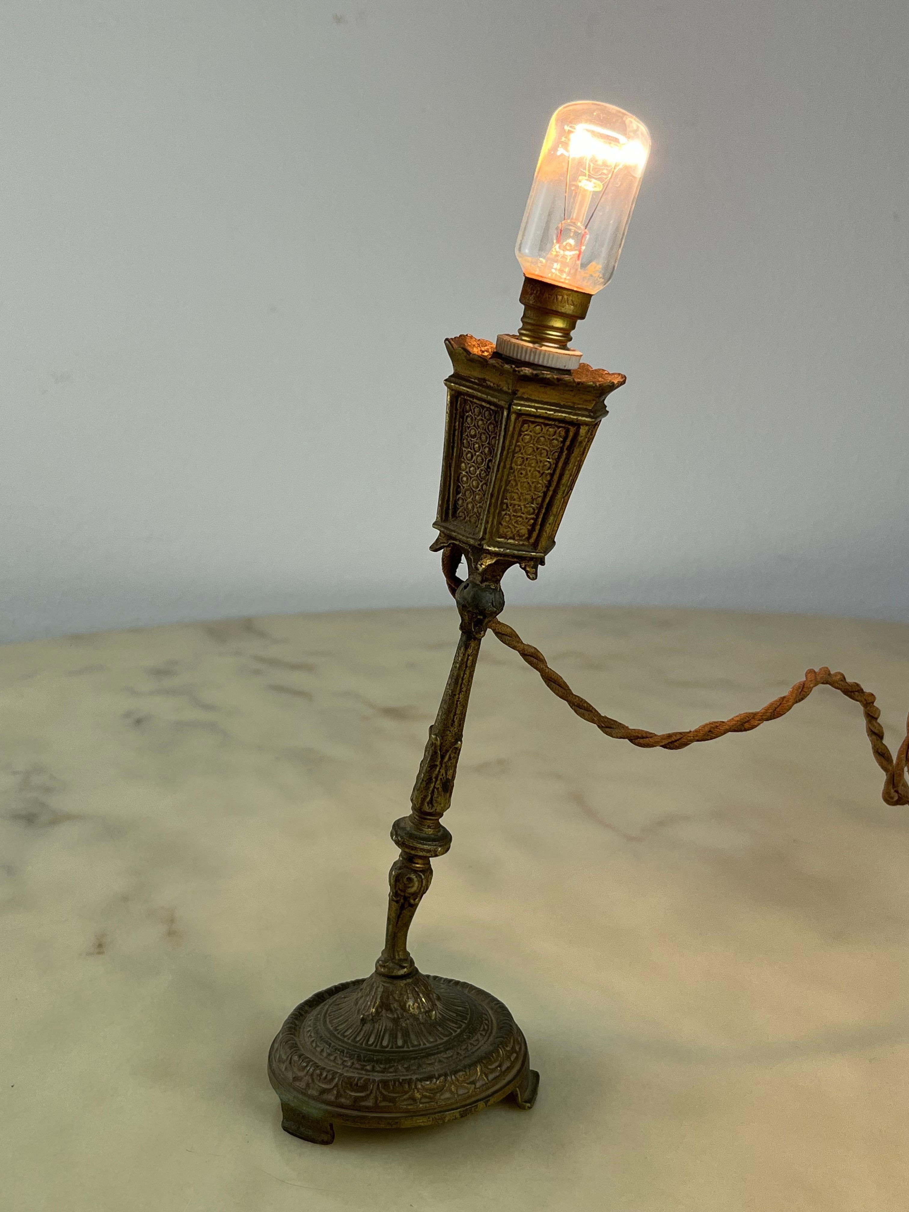 Mid-Century Bronze Bedside Lamp, Italy, 1940s In Good Condition For Sale In Palermo, IT