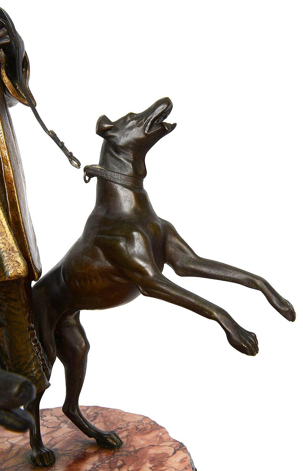 Bronze, Bergman style 19th Century Arab hounds man. In Good Condition For Sale In Brighton, Sussex
