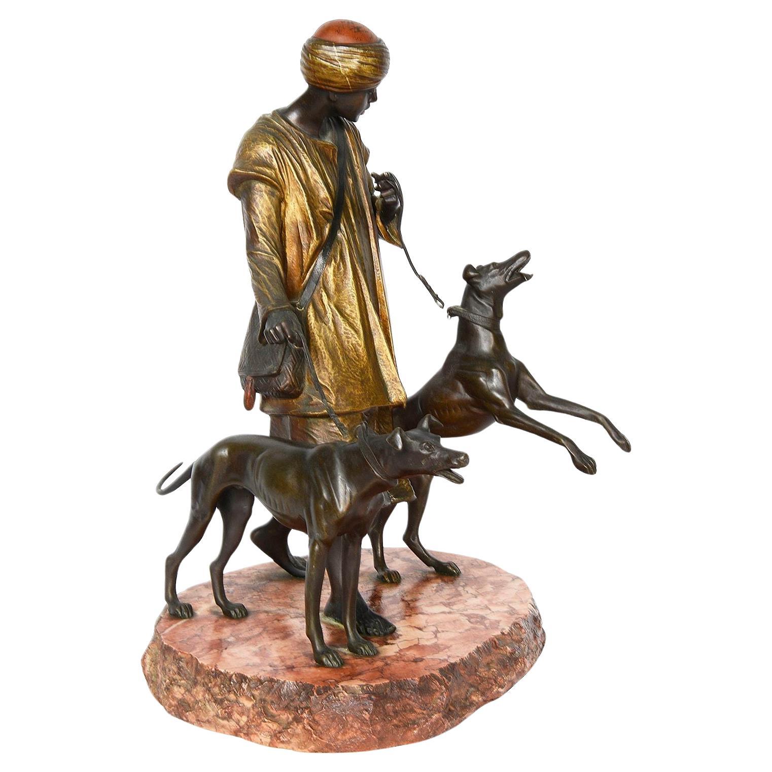 Bronze, Bergman style 19th Century Arab hounds man.