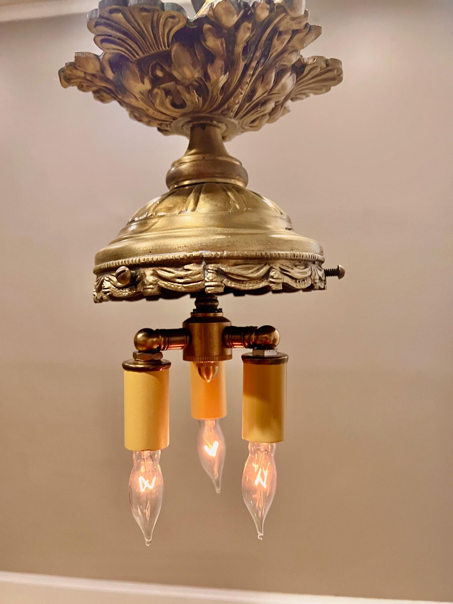 Bronze & Beveled Glass Lantern, Italy, Circa: 1940 For Sale 5
