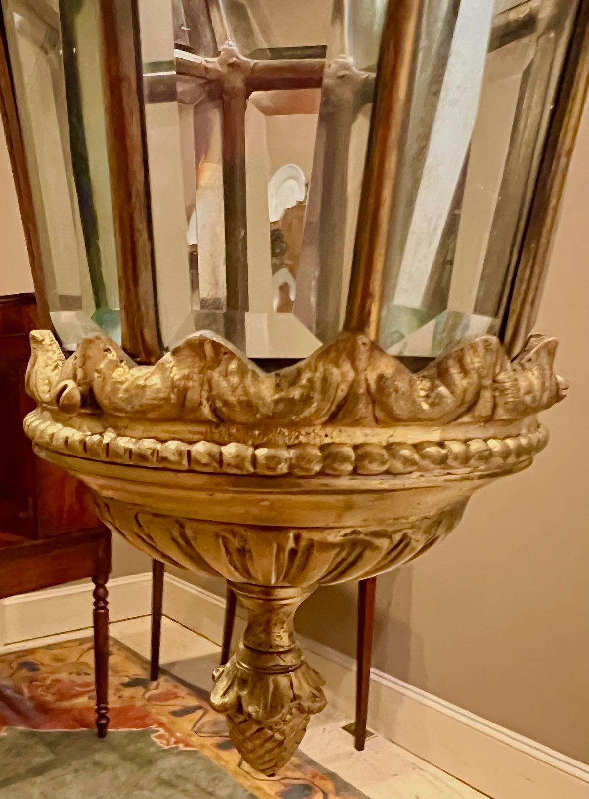 Bronze & Beveled Glass Lantern, Italy, Circa: 1940 For Sale 2