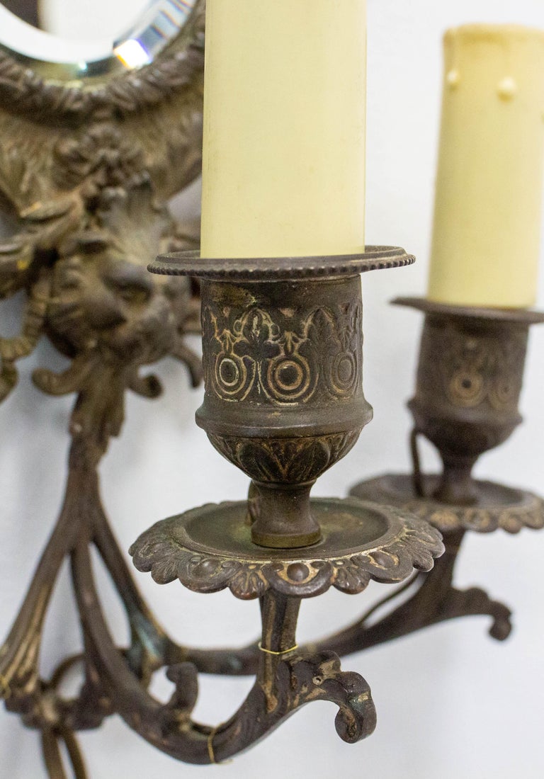 Applique Murale En Bronze Doré - Miroir Biseauté - 19ème Siècle - Style Ancien