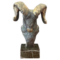 Bronze Bighorn Ram Bust Sculpture Entitled "Majesty" by Steve Retzlaff