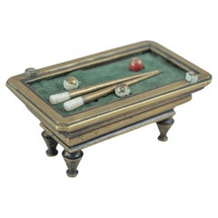 Bronze Billiard Table w/ Accessories Box, Jewelry, Rings. ca. 1890