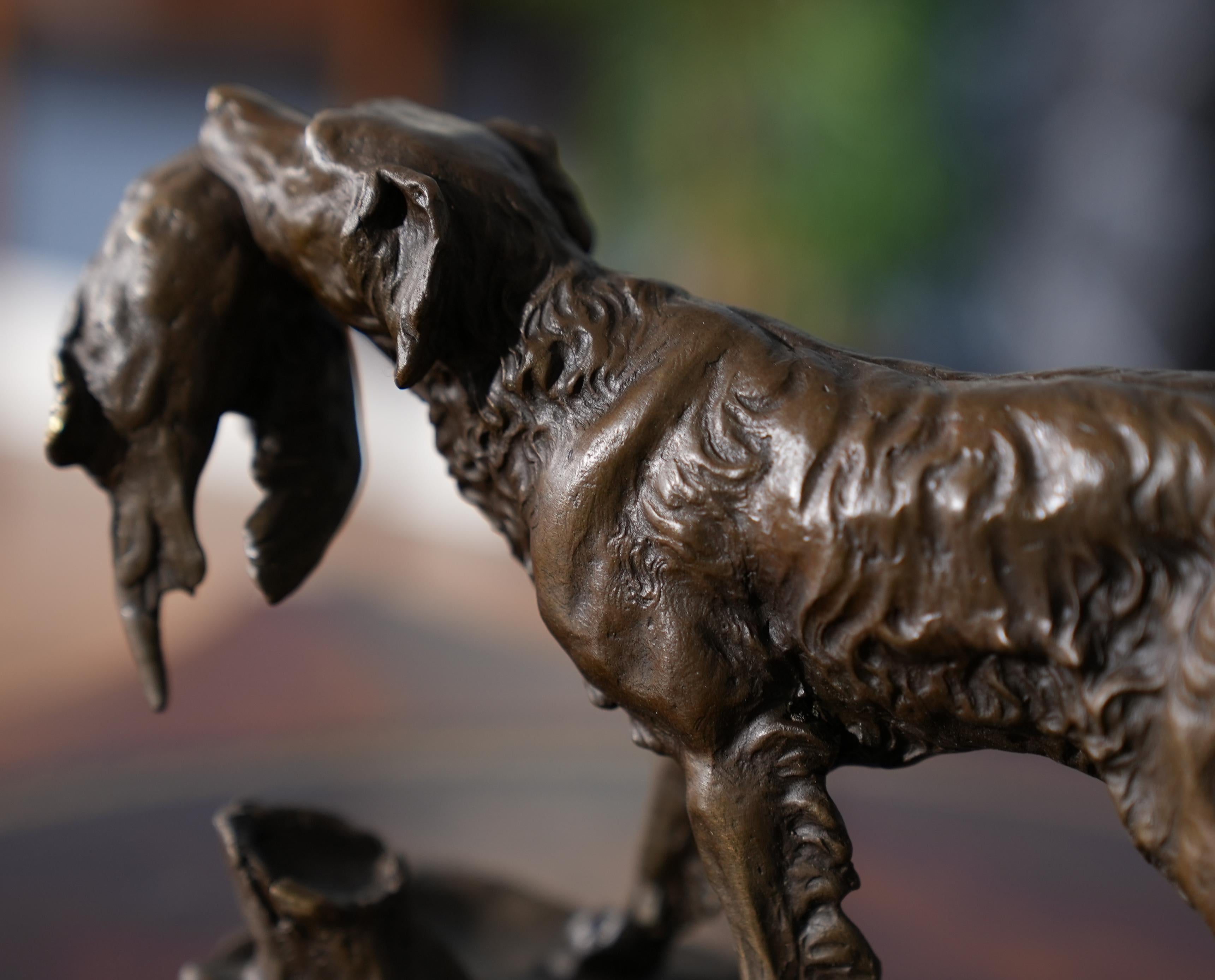 Bronze Bird Dog on Marble Base In New Condition For Sale In Annville, PA