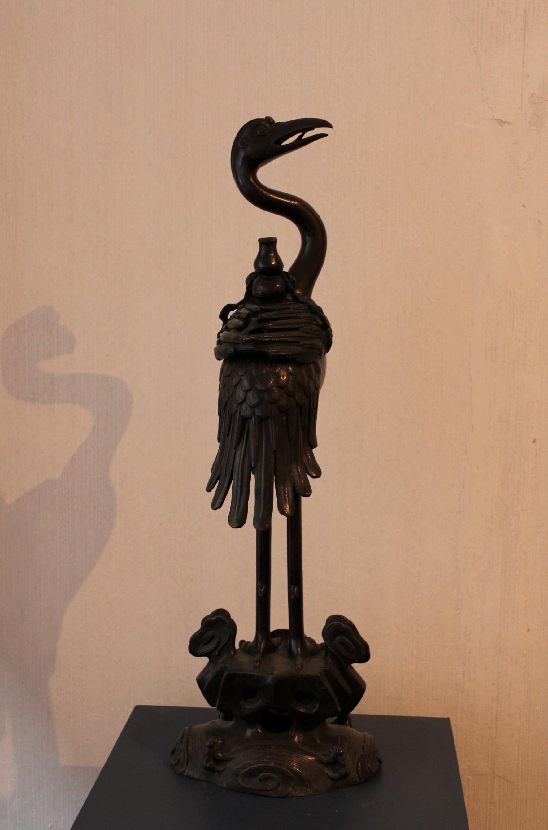 Brûleur d'encens oiseau en bronze, Chine, XIXe siècle 8