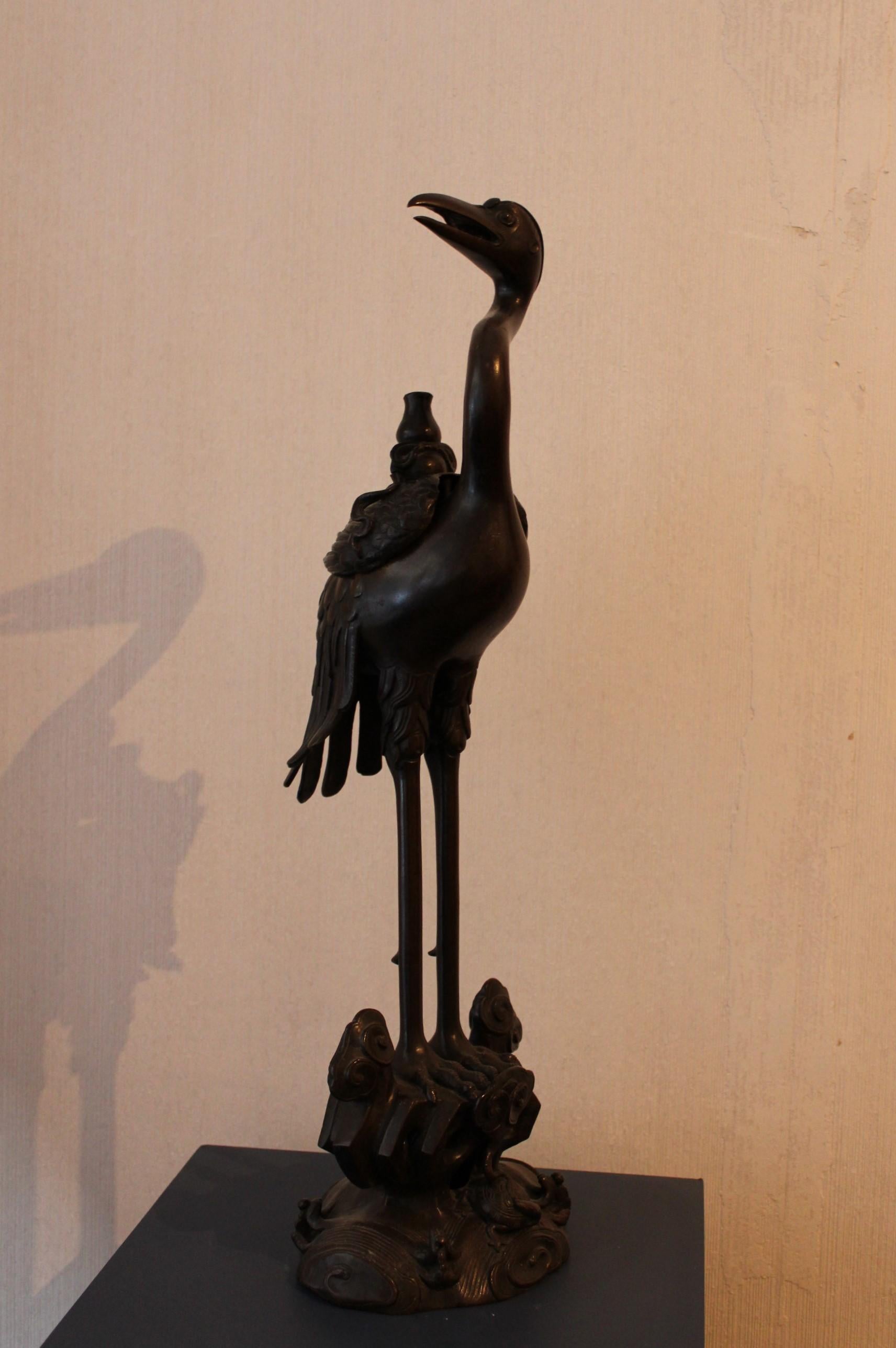 Bronze Bird Incense Burner, China, 19th Century For Sale 11