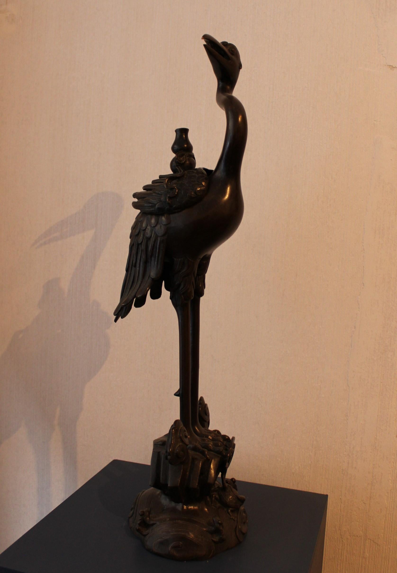 Brûleur d'encens oiseau en bronze, Chine, XIXe siècle 2