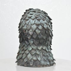 Bronze Bird Man Head Beak Art Sculpture Signed ARIESA Mexico 1960s Brutalism